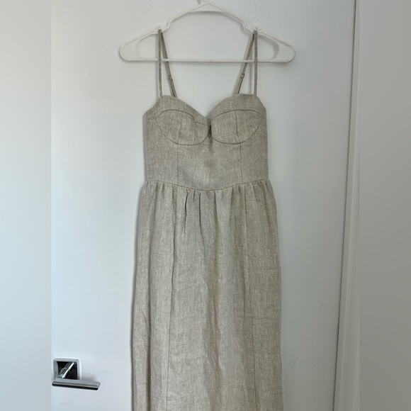 Reformation NWT 2 Effie Oatmeal Linen Bustier Maxi Dress - Picture 5 of 10